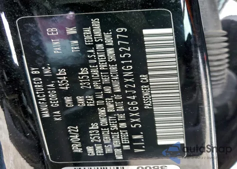 2022 Kia K5 Gt Line из США, поврежденный, VIN 5XXG64J2XNG152779